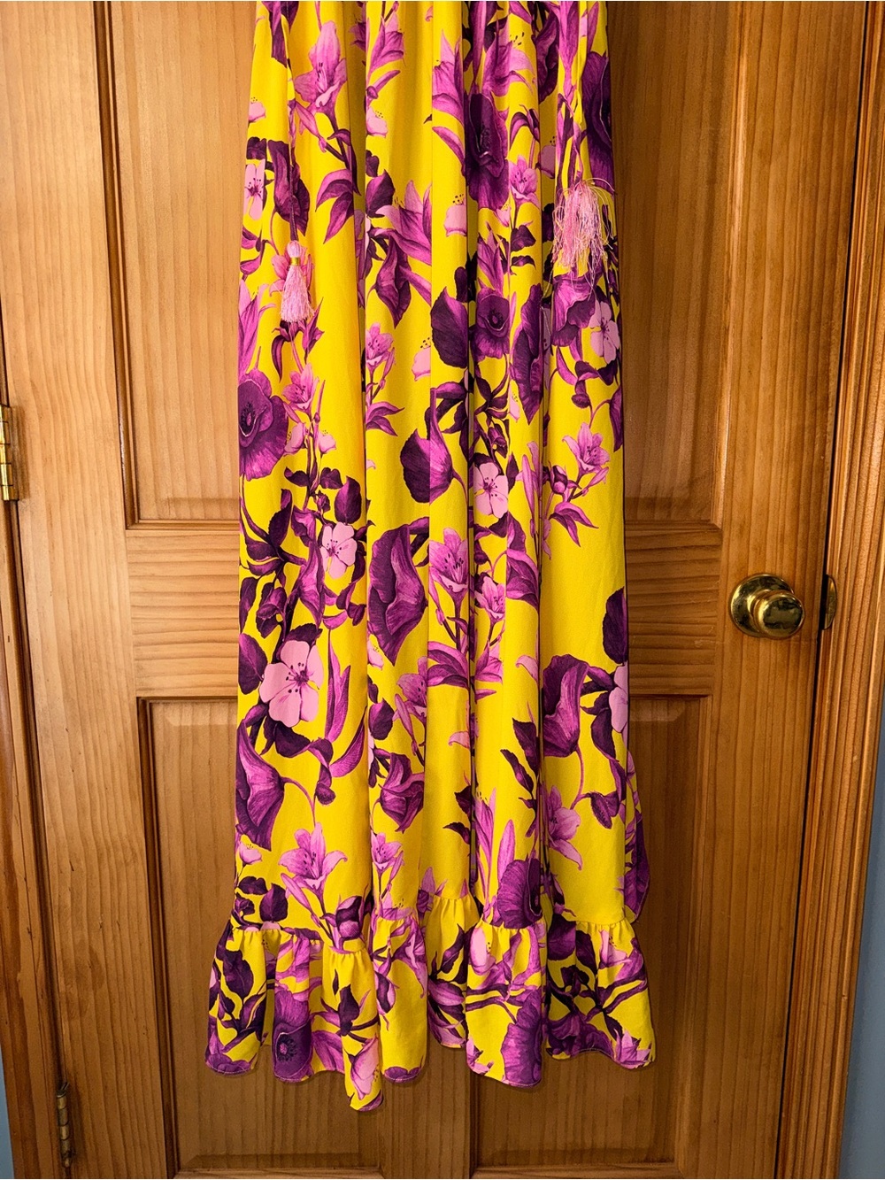 Boston Proper Yellow High Low Maxi Dress w/Pink-Purple Floral Print-M-EC - Picture 11 of 15